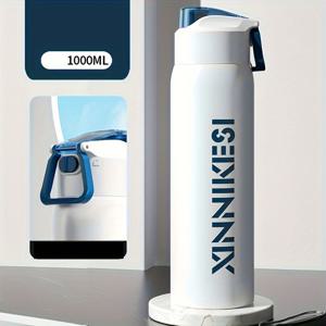 TEMU 1000ml/600ml 스테인리스 스틸 보온 물병, 와이드 마우스 핫&콜드 음료용, 헬스 & 사이클링 컵, 야외 스포츠 휴대용 텀블러, 차량 친화적 더블 레이어 진공 단열 보틀, 대용량 휴대용 머그컵, 하이킹 & 여행용 쿨링 템퍼, 얼음 같은 음료 가능|텀블러|트래블보틀
