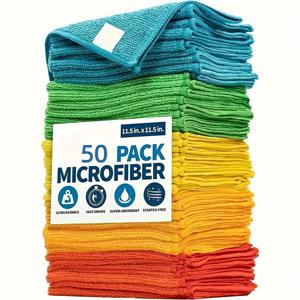 TEMU 30x30cm, 50개입, 초흡수성, 빠른 건조 마이크로화이버 청소 천