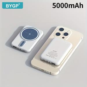 TEMU 새로운 5000mAh 자석 무선 보조배터리 애플 15 프로 / 14 맥스 / 13 / 12 휴대폰용 LED 전원 표시기, 야외 여행 비상 백업 모바일 충전기, 선물용|보조배터리|보조배터리20000