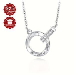 TEMU 총 무게 약 2.8g) 여성 패션 펜던트 목걸이, 925 스털링 실버 모비우스 링 네크리스, 라이트 럭셔리하고 우아한 칼라본 체인, 데일리 커뮤팅, 파티 또는 선물용