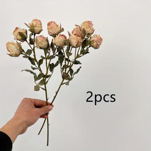 TEMU 실물과 같은 레트로 장미 꽃다발 2개 세트, 5송이의 장미로 결혼식 및 홈 파티 센터피스 장식, 추수감사절에 완벽함