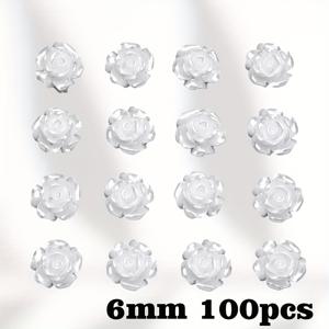 TEMU 6/8/10mm 50/100pcs 3D 플랫 백 꽃 레진 찬스, 다이즈 로즈 꽃 레진 슬라임 찬스, DIY 폰 케이스 스크랩북 보석 만들기 웨딩 장식 장식 네일 아트 찬스|슬라임