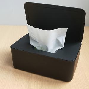 TEMU 다용도 건습 티슈 디스펜서, 뚜껑이 있는 블랙 보관 용기, 가정 및 사무실 사용에 적합한 습식 타월 저장용|물티슈
