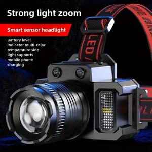 TEMU 1개 휴대용 IP44 방수 헤드램프, 야외 낚시, 탐험 및 캠핑에 적합한 인덕션 LED 포함, 회전 가능한 머리와 다섯 가지 조명 모드, 충전식