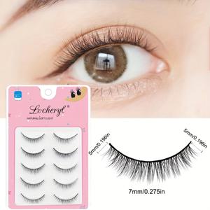 TEMU 5쌍의 풀 눈썹, 자체 확장 일본 및 한국 눈썹, 자연적인 길이가 5-7Mm, 실제 눈썹 길이와 흐름을 , 곱슬 곱슬 C Curl, 두께 0.07, 사용하기 쉽고, 간단한 운영, 부드럽고 변형되지 않음, 자연스럽고 달콤한 눈썹 메이크업 룩에 적합합니다.