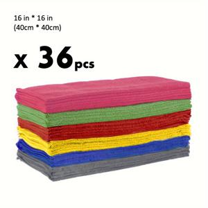 TEMU 36팩 마이크로파이버 수건, 스크래치 및 린트 프리, 다용도, 사각형, 현대 스타일, 세탁기 세탁 가능, 솔리드 패턴, 초미세 섬유, 200gsm, 가정, 사무실, 주방, 자동차 사용용.|수건