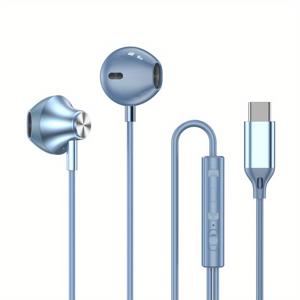 TEMU 1개 HiFi 유선 인-이어 헤드폰, 볼륨 조절, USB Type C 및 3.5mm 연결, 콘덴서 마이크, 반개방형 디자인, 삼성 갤럭시 시리즈용 - 배터리 불필요|헤드폰