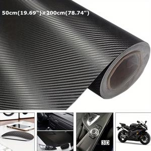 TEMU 50x200cm 3D 탄소 섬유 비닐 랩 - 자체 접착, 방수, 내구성 있는 필름 보호자, 대부분의 자동차 및 오토바이용