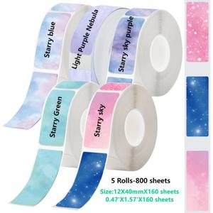 TEMU 5 롤의 다색 꿈 같은 별빛 꽃 열림 라벨 스티커 12mm x 40mm D30, D32, D35, P11, P12, P15 및 더 많은 라벨 프린터와 호환 가능, 자체 접착, 방수, 오일 방지, 찢어짐 방지 - 내구성, 얼룩 방지, 선물 및 조직에 이상적|라벨프린터기