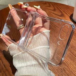 TEMU Flip 6 5 4 3 투명 방탄 하드 PC 백 커버 보호대, Z Flip5 Flip4 Flip6 호환