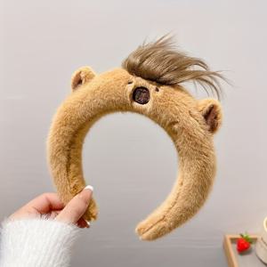 TEMU 플러시 카발라 헤어밴드 워시드 카피바라 하이 크라운 헤어밴드 귀여운 만화 헤어 액세서리 가을과 겨울용
