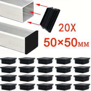 TEMU 20-팩 PE 가구 다리 캡, 양면 50x50mm 사각 튜브 플러그, 긁힘 방지 소음 감소 의자/테이블 다리 커버, 손 보호 캡, 내구성 있는 장비 튜브 인서트 WT01