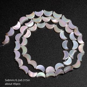 TEMU 45개 5x8mm 자연색 껍질 비즈, 달 모양의 느슨한 거리 비즈, DIY 팔찌, 목걸이, 귀걸이, 보석 제작 용품, رمضان 선물에 적합합니다.