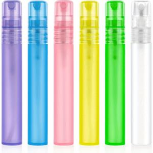 TEMU 여러 색상의 미니 휴대용 스프레이 병 6개, 청소, 향수 샘플, 에센셜 오일용 10ml 충전 가능한 플라스틱 여행 필수품 - 스크루 캡이 있는 투명 디자인, 여행 필수품|슬림한 스프레이 병|안전한 스크루 캡|오일스프레이
