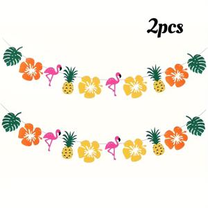TEMU 1개/2개, 하와이안 여름 매달린 화환 열대 플라밍고 파인애플 파티 배너 세트 하와이안 배너 플라밍고 화환 배너
