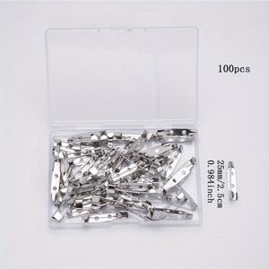 TEMU 뒷면 구멍이 있는 100개 스틸 브로치 핀 - DIY 공예, 바느질, 보석 만들기 및 이름표용 5가지 사이즈(15-45mm) - 내구성 있는 금속 배지 클라스프, 스틸 색상