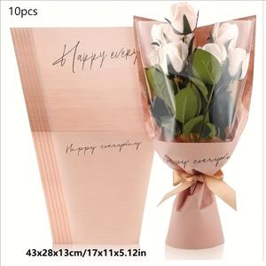 TEMU 10pcs 크래프트 종이 꽃 포장지 - 내구성이 뛰어난 플라스틱, 보석 장식, 꽃가게 용품, 결혼식 및 행사 장식, DIY 선물, 생일, 데이, 어머니의 날, 행사 장식 | 우아한 꽃 배치 | 장식용 종이 롤, 꽃 장식