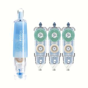 TEMU 4pcs 모란디 컬러 교체 가능한 리필이 있는 양면 테이프 - DIY 공예, 종이 절단, 사진 부착 및 사무실 사용을 위한 사용하기 쉬운 제품 - 레드, 그린, 블루, 옐로우, 핑크 색상의 패스텔 접착점, 사무실 용품 | 모란디 컬러 팔레트 | 디스펜서 기능, 사무실 용품 및 액세서리