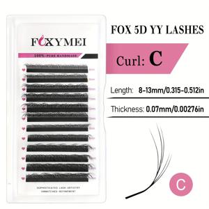 TEMU 포키메이 1600루츠 폭스 5D Y 속눈썹 연장 - C/D 컬 틸트 스타일 위스피 래쉬, 0.07mm 울트라 씬 핸드메이드 플러피 자연스러운 캣 아이 & 폭스 아이 인조 속눈썹, 다양한 길이 옵션(6-15mm), 초보자용 속눈썹 적용 | 폭스 아이 효과
