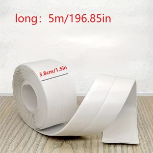 TEMU 1pc 5m 슈퍼 스티키 방수 흰색 자체 접착 밀봉 스트립 테이프, PVC 소재, 욕실, 화장실, 주방, 거실, 침실, 가정용 가전제품, 가정용품, 욕실 밀봉 스트립 커버 | 무접착 밀봉 스트립 | 내구성 있는 밀봉 스트립, 욕실 밀봉 스트립