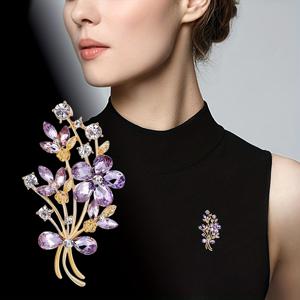 TEMU 1pc 우아한 빈티지 스타일 라인스톤 브로치 핀, 보라색과 금색 - 스카프, 드레스, 코트, 가방에 다양한 액세서리 - 여성, 연인, 친구에게 선물로 이상적인 축제
