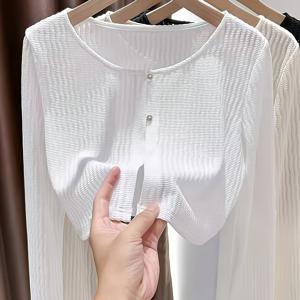TEMU 여성용 경량 여름 레이스 가디건 - 키홀 넥라인이 있는 블랙 긴팔 자외선 차단 커버업, 드레스 및 탑을 위한 솔리드 컬러 니트