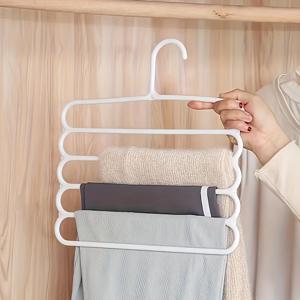 TEMU 5단 미끄럼 방지 플라스틱 바지 걸이 - 넥타이, 스카프 등에 적합한 다층 옷장 정리대, 공간 절약형 수직 보관 솔루션, 집이나 사무실용 옷장 정리함 | 효율적인 공간 디자인 | 미끄럼 방지 설계