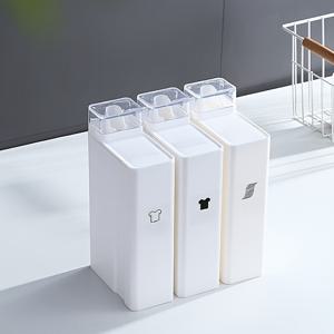 TEMU 1개 세탁세제 & 소프트너 정리용 용기 - 대용량 투명 플라스틱 보관함, 누수 방지 뚜껑 포함, 욕실/주방/세탁실용 독립형 정리함, 전기 필요 없음, 공간 절약형 홈 데코, 슬림한 디자인의 내구성 있는 병