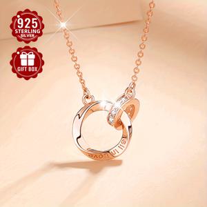 TEMU 총 무게 약 2.8g) 여성 패션 펜던트 목걸이, 925 스털링 실버 모비우스 링 네크리스, 라이트 럭셔리하고 우아한 칼라본 체인, 데일리 커뮤팅, 파티 또는 선물용|은목걸이