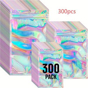 TEMU 300개 팩 대나무 섬유 보관 백, 투명 창, 보석, 속눈썹, 화장품, 휴대전화 충전 케이블, 도구 키트 - 소규모 사업용품을 위한 재사용 가능한 밀봉 백