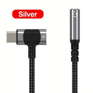 TEMU 갤럭시 S24/S23/S22 울트라, A54, A53용 USB-C 분배기 케이블 (PD 고속 충전 및 3.5mm 오디오 어댑터) - 타입C to 3.5mm 잭 컨버터, 브레이디드 블랙 충전 케이블, 고화질 음성 통화 지원, 오디오 어댑터 케이블 | 고품질 커넥터