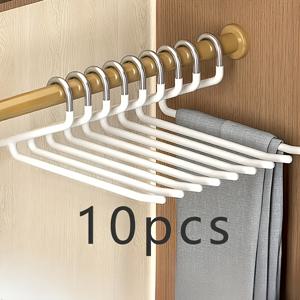 TEMU 10개 스테인레스 스틸 오픈 행거 - 미끄럼 방지, Z자형 바지 랙 - 거위 모양의 금속 옷 정리 세트, 편리한 보관 및 정리된 옷장 배열을 위한 공간 절약 옷장 정리기|바지걸이