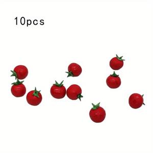 TEMU 크리스마스 홈 데코용 미니어처 인공 토마토 10개 세트 - 1:12 스케일 리얼리틱 레드 레진 과일, 주방 액세서리, 컬렉터를 위한 선물, 테이블 센터피스, 화려한 색상 | 매끄러운 표면