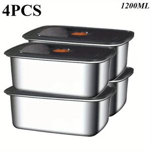 TEMU 2개/4개 세트 대용량 스테인리스 밀폐 식품 보관 용기, 누수 방지 도시락 상자, 운동 및 야외 피크닉용 재사용 가능, 식기세척기 안전, 사각 디자인으로 식사 준비와 냉동 보관에 완벽한 보온 밥통, 벤토 박스, 모든 연령층에 적합, 편리한 스테인리스 런치박스, 휴일 선물|냉동고|트라이탄밀폐용기