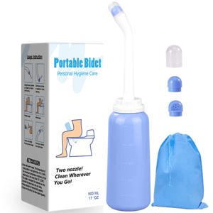 TEMU 1pc 핸드 헬드 개인 비데 병, 부드러운 산후 관리 및 클렌징 용 병, 여성 케어 회음부 클렌징, 500ml 휴대용 비데, 여행용 비데, 100ºC 내성, 보관 가방 포함