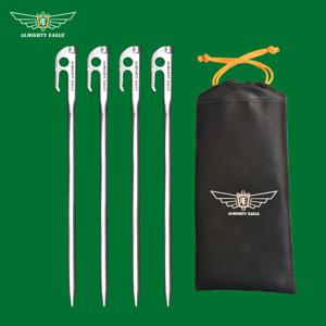 TEMU 4개 세트 ALMIGHTY EAGLE 420 스테인리스 텐트 스테이크 - 캠핑, 하이킹 및 야외 캐노피용 고강도 지상 못, 날개 달린 독수리 디자인의 내구성 있는 운반 가방 포함, 야외 앵커링 | 날개 달린 독수리 로고 | 스테인리스 스틸 스테이크, 캠핑 장비, ALMIGHTY EAGLE