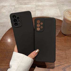TEMU 럭셔리 블랙 소프트 TPU 보호 후면 커버, Galaxy A13 4G, A23, A53, A73 5G용