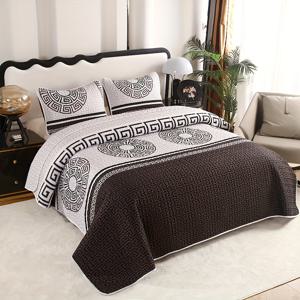 TEMU 3pcs 전통 스타일 플리스 침대 커버 세트, 올 시즌, 기계 세척 가능, 액티브 프린트, 폴리에스테르 충전재, 튼튼한 폴리에스테르 커버, 80-85gsm, 퀼팅, 다목적 침구