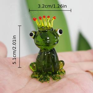 TEMU 왕관이 달린 수제 유리 개구리 왕자 장식 - 홈, 오피스, 그리고 휴일 선물용 3D 만화 동물 장식, 개구리 장식