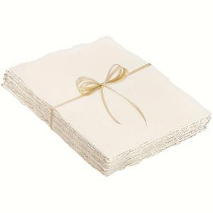 TEMU 25개 수제 화이트 질감 종이, 4x6인치, 140lb/300gsm - 수채화, 결혼식 초대장 및 공예에 이상적, 골든 리본 번들 포함