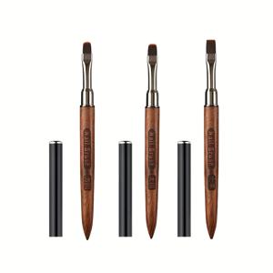 TEMU 3pcs 샌들우드 네일 브러시 세트 2가지 색상 - 편안한 손잡이 (평평한, 둥근, 그리고 날카로운), 세부적인 네일 디자인을 위한 정밀한 적용, 냄새가 없고 향이 없으며 세부적인 네일 아트에 완벽한 네일 아트 액세서리