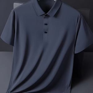 TEMU 남녀공용 Yilson OBM 아이스 실키 셔츠 1개 - 고탄성, 빠른 건조, 통기성, 블랙, 반팔, 여름 캐주얼웨어, 세탁기 사용 가능, 퀵드라이 의류 | 캐주얼 셔츠 | 아이스 실키 원단