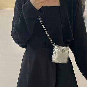 TEMU 은색과 검정 색상 선택 가능 미니 사계절 다용도 가방, 여름, 봄, 가을 장식용 경량 허리 가방, 숄더백, 립스틱 가방, 열쇠 카드 홀더, 이어폰 가방, 휴대용 보석 가방, 핸드백|미니크로스백|립스틱