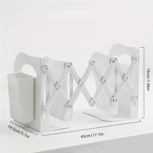 TEMU 1 조절 가능한 흰색 ABS 책장 클립 및 스탠드 포함 - 확장형 디자인, 내구성 있는 소재, 여러 권의 책을 보관 가능, 학생 및 독서인을 위한 현대적 장식, 가정 또는 사무실 사용에 적합|책꽂이|책장