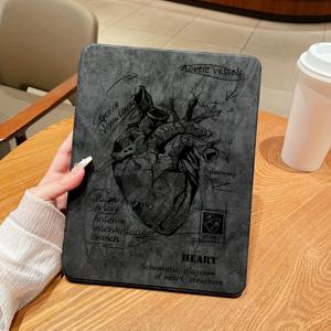 TEMU 360도 회전 베이지 느낌 하트 패턴 케이스, iPad Air (9.7인치)/iPad Pro 10.5/8세대 (10.2인치)/Air 5세대 2022 (10.9인치)용 드롭 보호 기능 포함