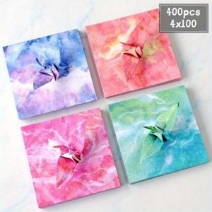 TEMU 400장 컬러 프린트 수제 오리가미 세트, DIY 사랑 오리가미, 9.5 * 9.5cm 사각형 수제 색종이, 공예품, 수제 선물, 파티 장식