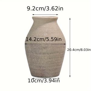 TEMU 20.4cm 높이 세라믹 화병 레트로 노스탤지어 거친 도자기 빈티지 핸드메이드 스타일 홈 데코 드라이 플라워 장식품