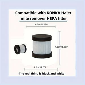 TEMU 6개 Konka Haier HEPA 진드기 제거 필터 요소 - 고효율 나노 에어 필터, 검정 & 흰색, 직경 1.65인치, KONKA 휴대용 진공 청소기 호환, 알레르겐 감소 필터|주름 필터 구조|PVC 구조