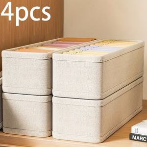 TEMU 4개 휴대용 의류 분류 장치, 가족용 서랍형 조합 속옷 보관함, 접이식 천 보관함, 다기능 사무실 정리 바구니, 개학 시즌