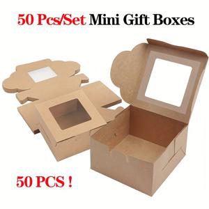 TEMU 50개 패키지 브라운 크래프트 미니 선물 상자, 뚜껑 포함, 4x4x2.24 인치, 결혼식, 브리들 샤워, 생일, 기념일, 크리스마스, 부활절, 추수감사절, 데이에 적합한 다용도 종이 상자 - 공예, 장난감, 파티 선물에 이상적